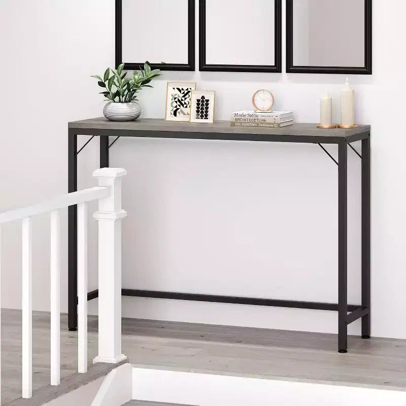 COZONY 39.4 Table console grise pour entrée, Table de canapé étroite derrière le canapé, Table étroite rustique industrielle pour salon, couloir