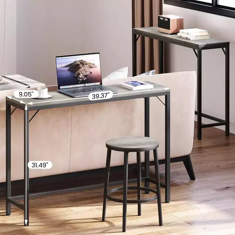COZONY 39.4 Table console grise pour entrée, Table de canapé étroite derrière le canapé, Table étroite rustique industrielle pour salon, couloir