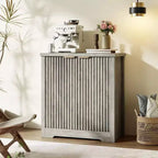 Bahut Buffet avec Portes Cannelées, Étagères Réglables, Console de Rangement d'Appoint Moderne pour Salle à Manger, Salon, Couloir