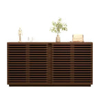 Homy Casa Meuble de Rangement Console avec Portes à Lattes, Grande Capacité, pour Salon et Entrée, Noyer