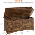 39,4 Pouces Coffre de Rangement en Bois, Coffre à Jouets avec Couvercles, Banc de Rangement d'Entrée avec Charnière de Sécurité, Supporte 158 kg, pour Salon, Chambre,, Bureau
