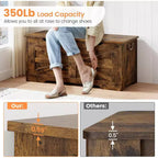 39,4 Pouces Coffre de Rangement en Bois, Coffre à Jouets avec Couvercles, Banc de Rangement d'Entrée avec Charnière de Sécurité, Supporte 158 kg, pour Salon, Chambre,, Bureau