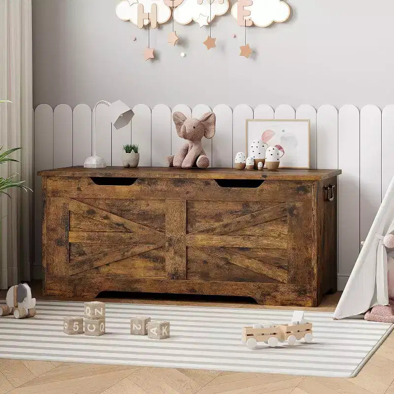 39,4 Pouces Coffre de Rangement en Bois, Coffre à Jouets avec Couvercles, Banc de Rangement d'Entrée avec Charnière de Sécurité, Supporte 158 kg, pour Salon, Chambre,, Bureau