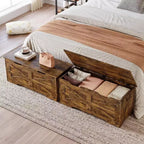39,4 Pouces Coffre de Rangement en Bois, Coffre à Jouets avec Couvercles, Banc de Rangement d'Entrée avec Charnière de Sécurité, Supporte 158 kg, pour Salon, Chambre,, Bureau