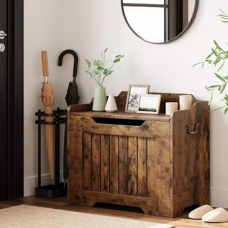 39,4 Pouces Coffre de Rangement en Bois, Coffre à Jouets avec Couvercles, Banc de Rangement d'Entrée avec Charnière de Sécurité, Supporte 158 kg, pour Salon, Chambre,, Bureau