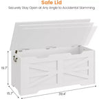 39,4 Pouces Coffre de Rangement en Bois, Coffre à Jouets avec Couvercles, Banc de Rangement d'Entrée avec Charnière de Sécurité, Supporte 158 kg, pour Salon, Chambre,, Bureau