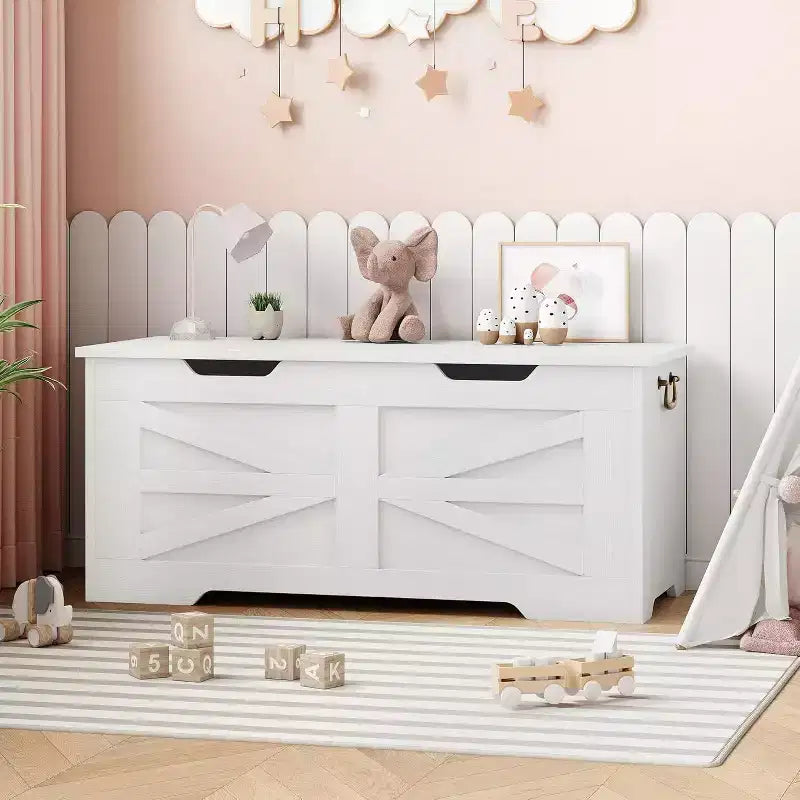 39,4 Pouces Coffre de Rangement en Bois, Coffre à Jouets avec Couvercles, Banc de Rangement d'Entrée avec Charnière de Sécurité, Supporte 158 kg, pour Salon, Chambre,, Bureau