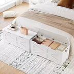 39,4 Pouces Coffre de Rangement en Bois, Coffre à Jouets avec Couvercles, Banc de Rangement d'Entrée avec Charnière de Sécurité, Supporte 158 kg, pour Salon, Chambre,, Bureau