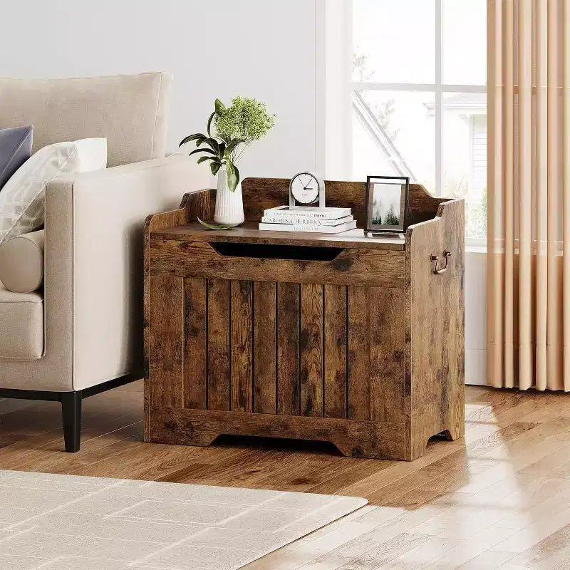 39,4 Pouces Coffre de Rangement en Bois, Coffre à Jouets avec Couvercles, Banc de Rangement d'Entrée avec Charnière de Sécurité, Supporte 158 kg, pour Salon, Chambre,, Bureau