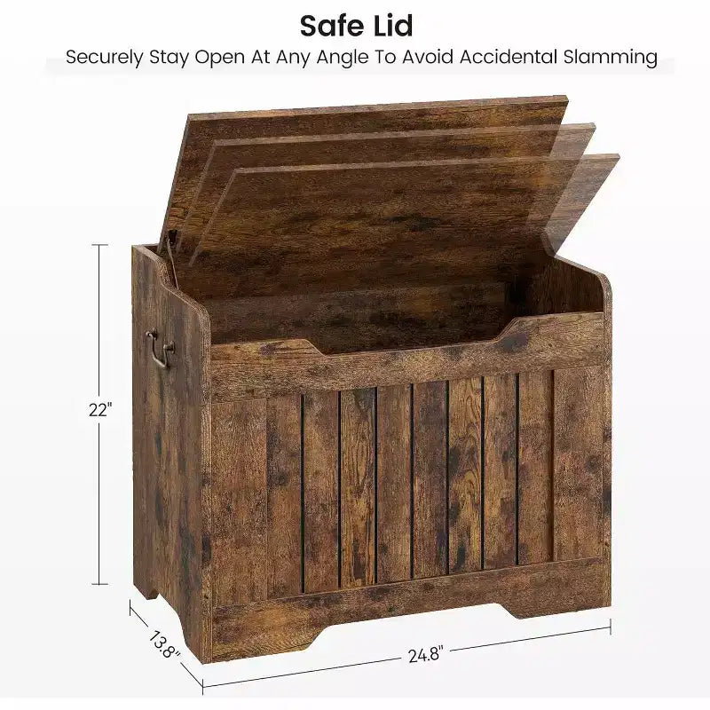 39,4 Pouces Coffre de Rangement en Bois, Coffre à Jouets avec Couvercles, Banc de Rangement d'Entrée avec Charnière de Sécurité, Supporte 158 kg, pour Salon, Chambre,, Bureau
