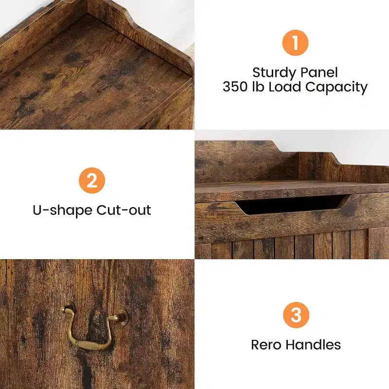 39,4 Pouces Coffre de Rangement en Bois, Coffre à Jouets avec Couvercles, Banc de Rangement d'Entrée avec Charnière de Sécurité, Supporte 158 kg, pour Salon, Chambre,, Bureau