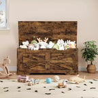 39,4 Pouces Coffre de Rangement en Bois, Coffre à Jouets avec Couvercles, Banc de Rangement d'Entrée avec Charnière de Sécurité, Supporte 158 kg, pour Salon, Chambre,, Bureau