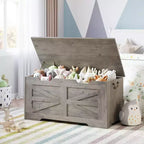 39,4 Pouces Coffre de Rangement en Bois, Coffre à Jouets avec Couvercles, Banc de Rangement d'Entrée avec Charnière de Sécurité, Supporte 158 kg, pour Salon, Chambre,, Bureau