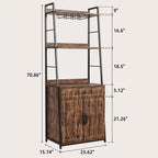 70.8 Meuble de cuisine industriel TruAIR Bakers Rack avec armoire, support pour micro-ondes et meuble de rangement pour le vin pour cuisine/salon (autonome avec tiroir)