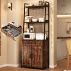 70.8 Meuble de cuisine industriel TruAIR Bakers Rack avec armoire, support pour micro-ondes et meuble de rangement pour le vin pour cuisine/salon (autonome avec tiroir)