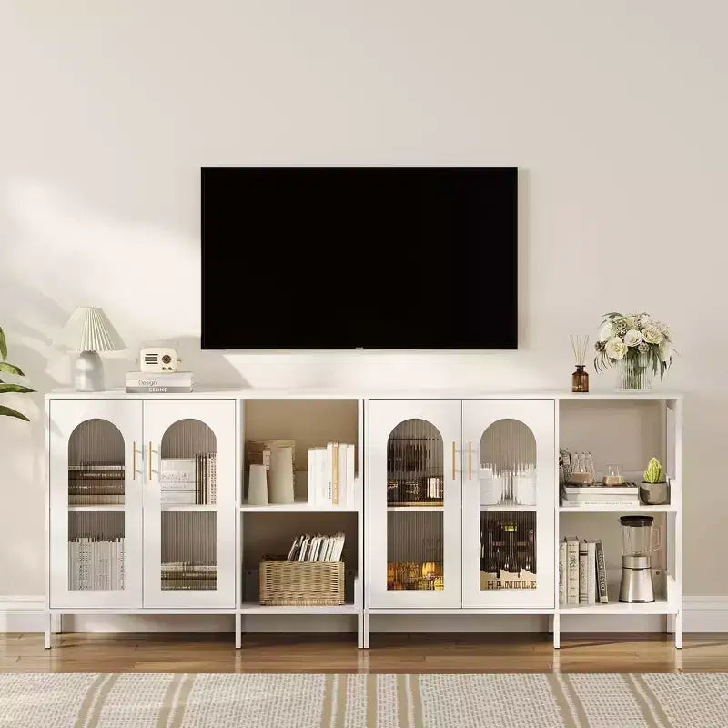 Meuble haut avec portes vitrées, buffet moderne avec étagères réglables pour l'entrée et la salle à manger