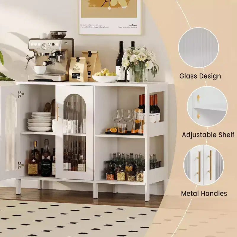 Meuble haut avec portes vitrées, buffet moderne avec étagères réglables pour l'entrée et la salle à manger