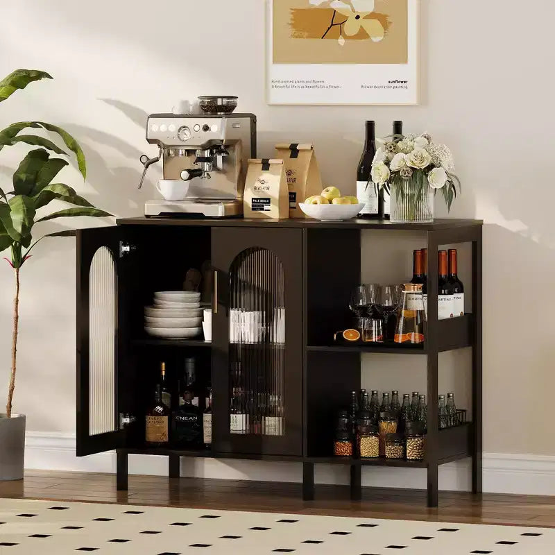 Meuble haut avec portes vitrées, buffet moderne avec étagères réglables pour l'entrée et la salle à manger