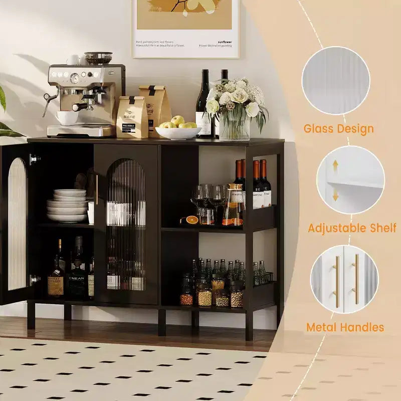Meuble haut avec portes vitrées, buffet moderne avec étagères réglables pour l'entrée et la salle à manger