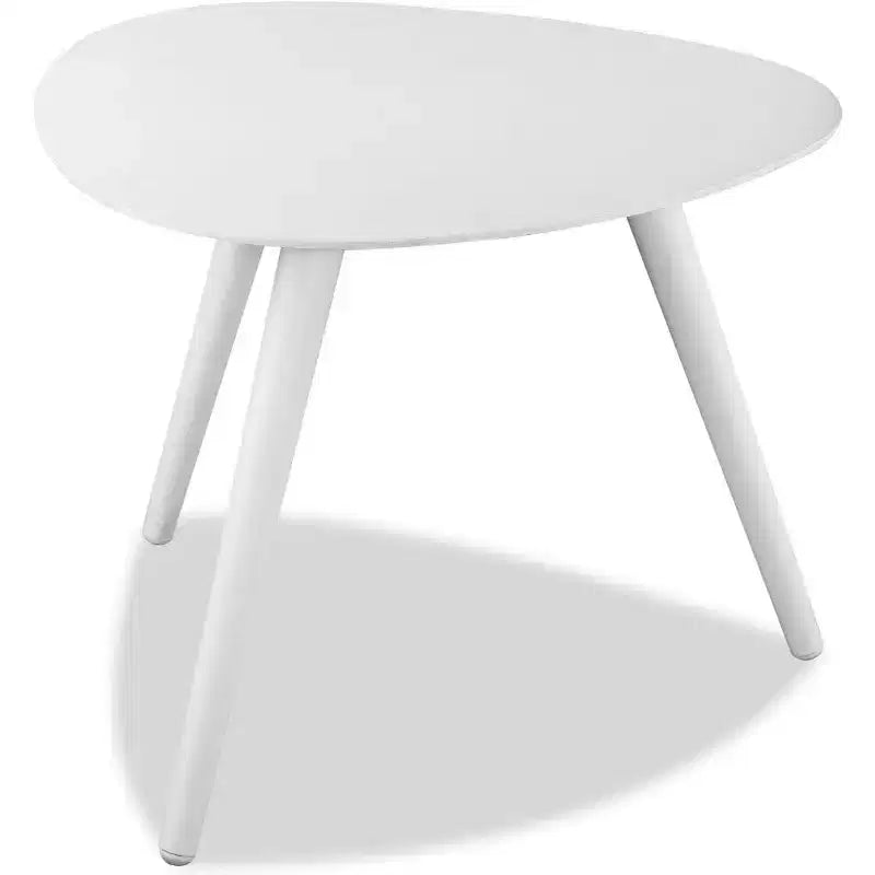 HomeStock Table d'appoint avec plateau en aluminium en forme de rein, de couleur blanche, de 152 cm de haut, lot de 2