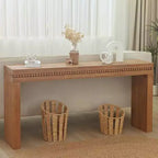 Okak 64IN Table Console Élégante avec Garniture Perlée Décorative, Table d'Entrée avec Plateau Épais, Table de Couloir pour Salon, Entrée
