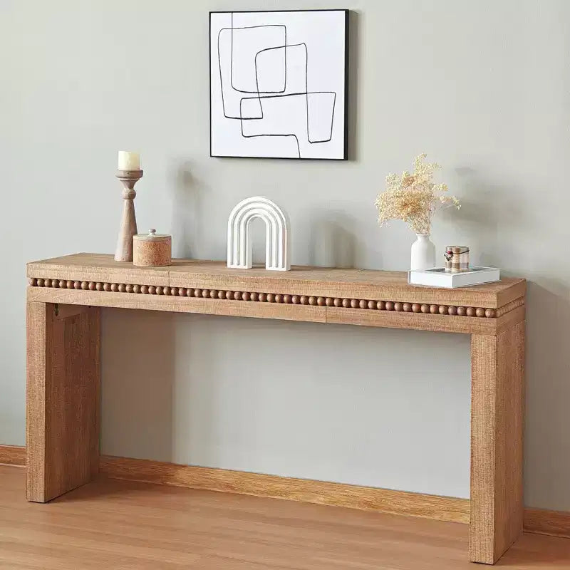 Okak 64IN Table Console Élégante avec Garniture Perlée Décorative, Table d'Entrée avec Plateau Épais, Table de Couloir pour Salon, Entrée