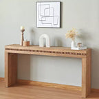 Okak 64IN Table Console Élégante avec Garniture Perlée Décorative, Table d'Entrée avec Plateau Épais, Table de Couloir pour Salon, Entrée
