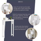 Étagère de rangement au-dessus des toilettes Alaterre Furniture Derby, 94 cm de hauteur, économiseur d'espace de salle de bain, organisateur autoportant moderne pour articles de toilette et serviettes, blanc