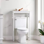 Étagère de rangement au-dessus des toilettes Alaterre Furniture Derby, 94 cm de hauteur, économiseur d'espace de salle de bain, organisateur autoportant moderne pour articles de toilette et serviettes, blanc