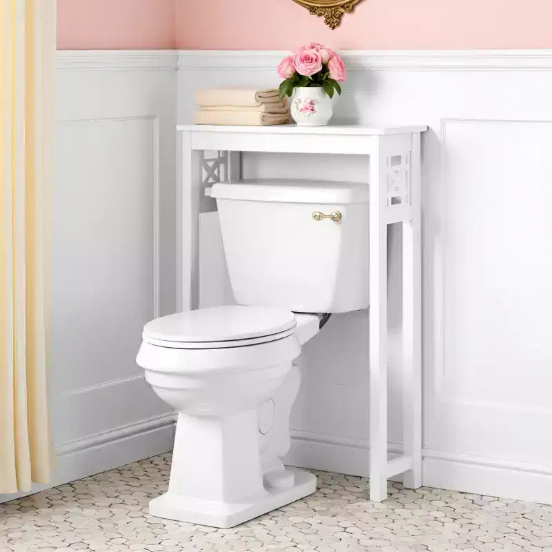 Étagère de rangement au-dessus des toilettes Alaterre Furniture Derby, 94 cm de hauteur, économiseur d'espace de salle de bain, organisateur autoportant moderne pour articles de toilette et serviettes, blanc