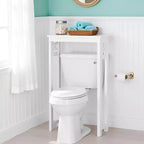 Étagère de rangement au-dessus des toilettes Alaterre Furniture Derby, 94 cm de hauteur, économiseur d'espace de salle de bain, organisateur autoportant moderne pour articles de toilette et serviettes, blanc