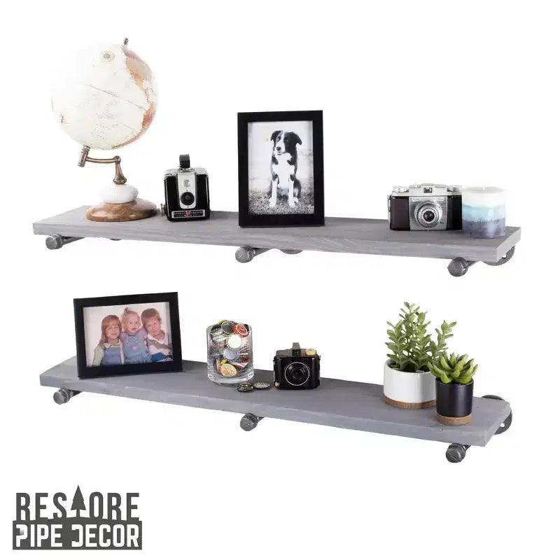 Étagères RESTORE Riverstone Grey de 91 cm avec supports droits par Pipe Decor