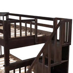 Lits superposés jumeaux Stairway pour enfants, cadre de lit superposé avec tiroirs de rangement et rampe de sécurité pour chambre à coucher et dortoir