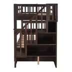 Lits superposés jumeaux Stairway pour enfants, cadre de lit superposé avec tiroirs de rangement et rampe de sécurité pour chambre à coucher et dortoir