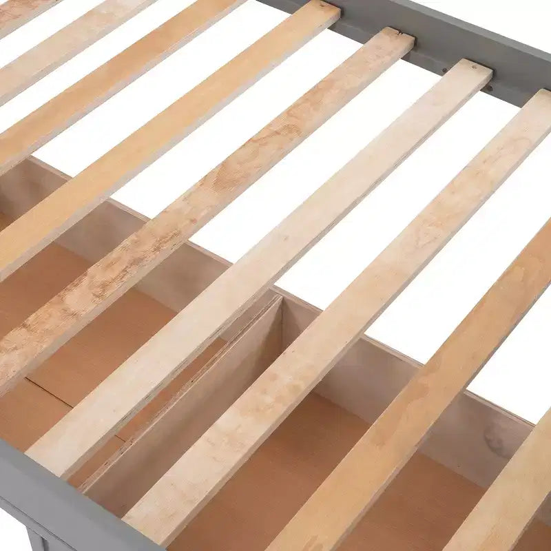 Lits superposés jumeaux Stairway pour enfants, cadre de lit superposé avec tiroirs de rangement et rampe de sécurité pour chambre à coucher et dortoir
