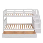 Lits superposés jumeaux Stairway pour enfants, cadre de lit superposé avec tiroirs de rangement et rampe de sécurité pour chambre à coucher et dortoir