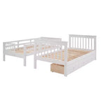 Lits superposés jumeaux Stairway pour enfants, cadre de lit superposé avec tiroirs de rangement et rampe de sécurité pour chambre à coucher et dortoir