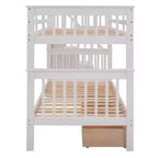 Lits superposés jumeaux Stairway pour enfants, cadre de lit superposé avec tiroirs de rangement et rampe de sécurité pour chambre à coucher et dortoir