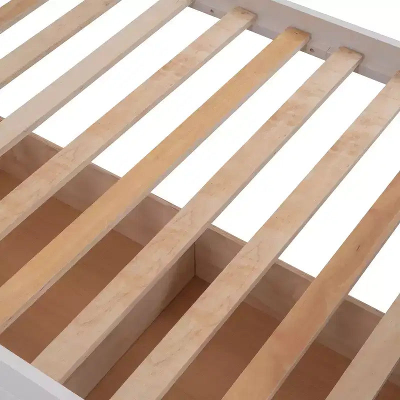 Lits superposés jumeaux Stairway pour enfants, cadre de lit superposé avec tiroirs de rangement et rampe de sécurité pour chambre à coucher et dortoir
