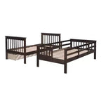 Lits superposés jumeaux Stairway pour enfants, cadre de lit superposé avec tiroirs de rangement et rampe de sécurité pour chambre à coucher et dortoir
