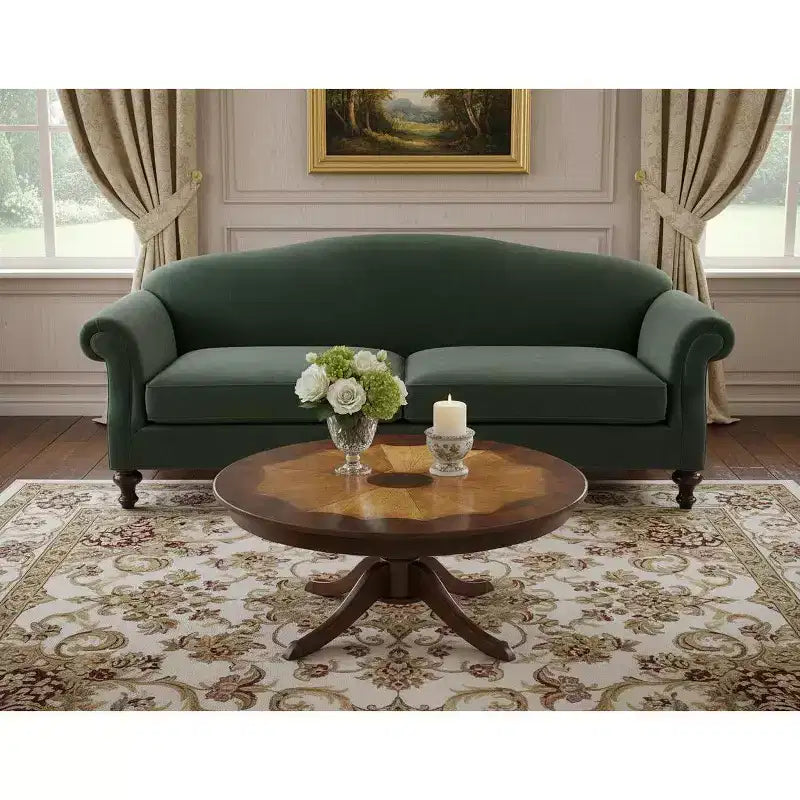 HomeRoots Table basse ovale 25 en bois marron avec tiroir et étagère