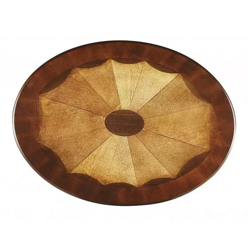 HomeRoots Table basse ovale 25 en bois marron avec tiroir et étagère
