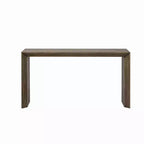 Table d'entrée moderne Okak avec placage en paulownia, console de table au design unique et plateau épais, table d'appoint pour foyer, salon