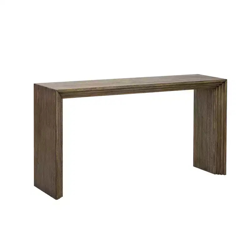 Table d'entrée moderne Okak avec placage en paulownia, console de table au design unique et plateau épais, table d'appoint pour foyer, salon