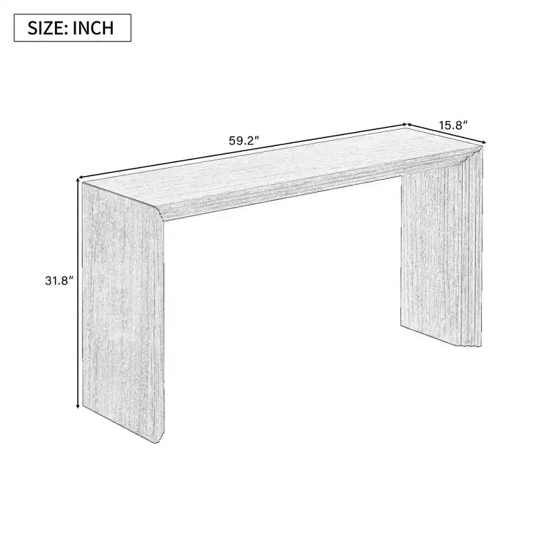 Table d'entrée moderne Okak avec placage en paulownia, console de table au design unique et plateau épais, table d'appoint pour foyer, salon