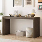 Table d'entrée moderne Okak avec placage en paulownia, console de table au design unique et plateau épais, table d'appoint pour foyer, salon
