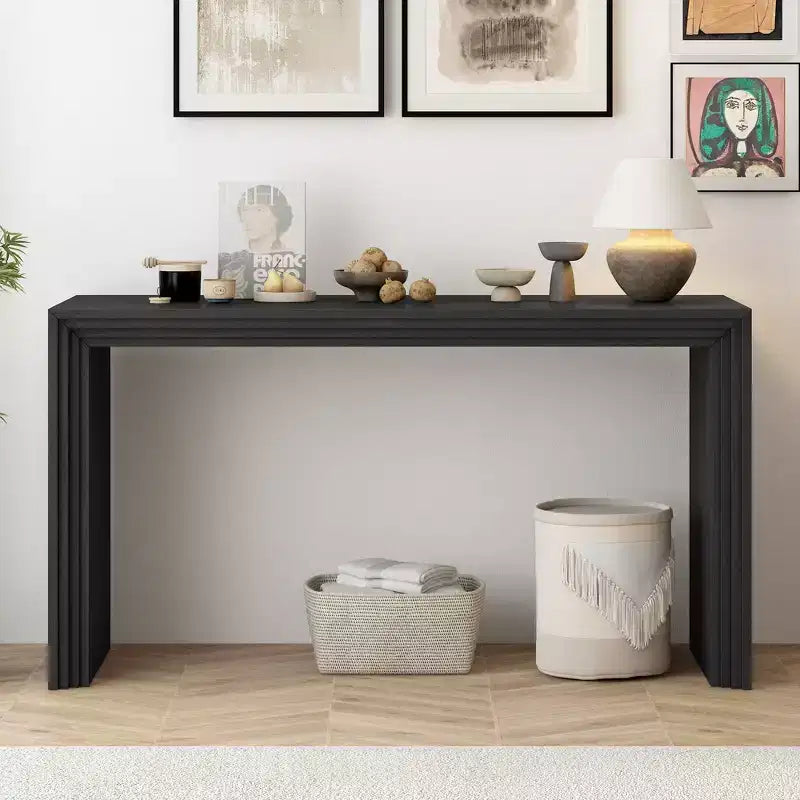 Okak Modern Entryway Table with Paulownia Veneer, Console Table with Unique Design and Thick Tabletop, Accent Table for Foyer, Living Room