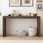 Table d'entrée moderne Okak avec placage en paulownia, console de table au design unique et plateau épais, table d'appoint pour foyer, salon
