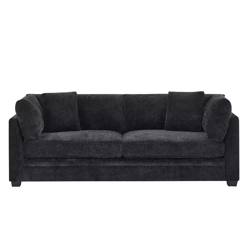 Christopher Knight Home Sany Canapé moderne 3 places en chenille de 212 cm avec accoudoirs évasés et coussins