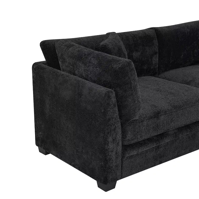 Christopher Knight Home Sany Canapé moderne 3 places en chenille de 212 cm avec accoudoirs évasés et coussins